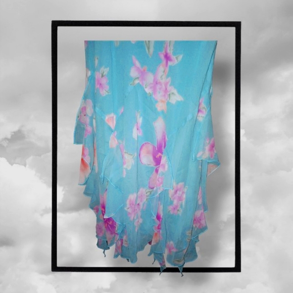 NWT- DESIGNER SEASON - 100% SILK - blue pink lavemdar floral- Lg - Picture 2 of 7